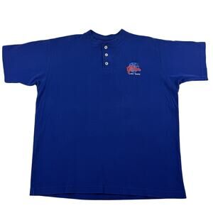 Vintage Planet Hollywood Lake Tahoe Blue Ribbed Henley Short Sleeve Shirt Medium